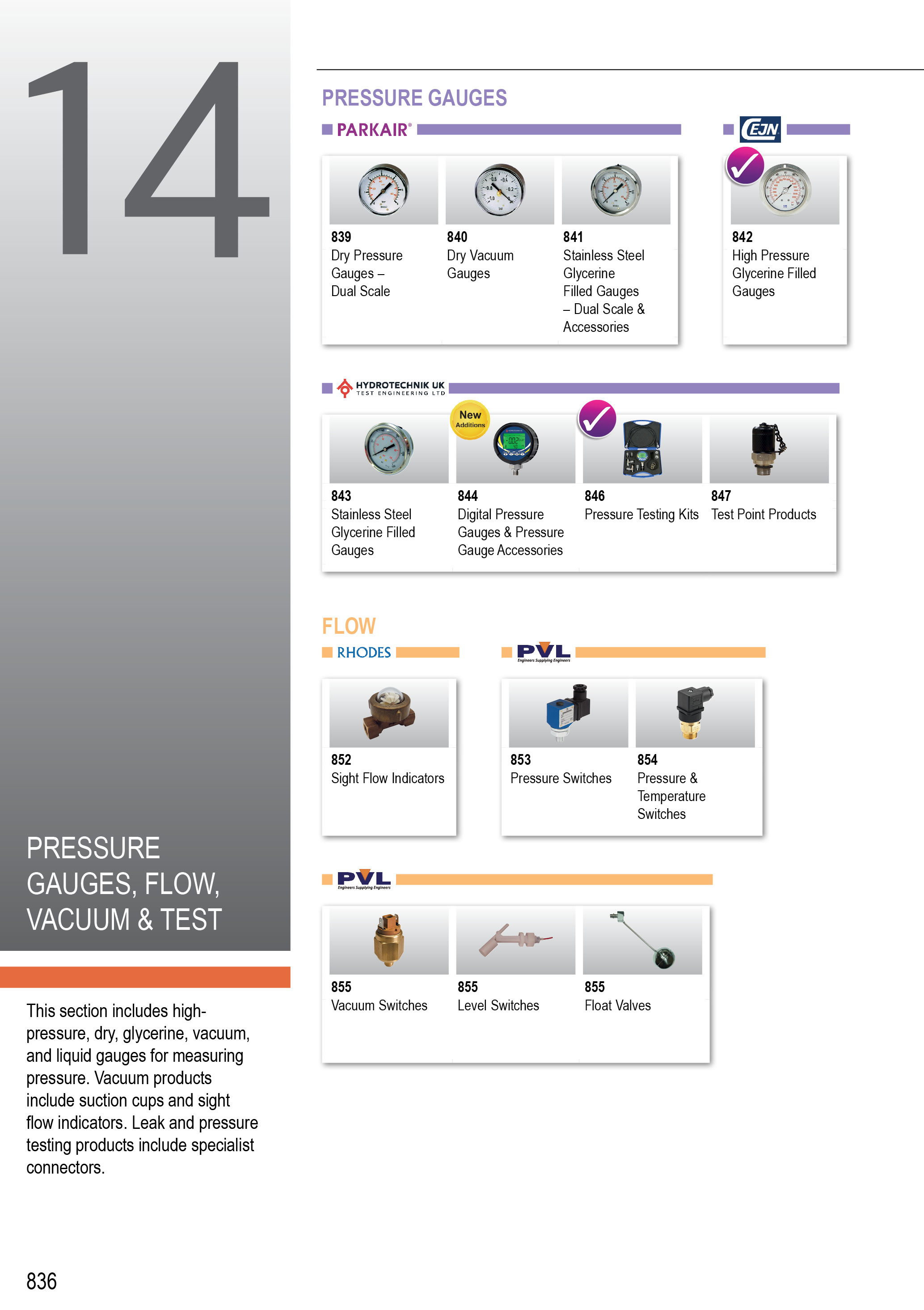 Pressure Gauges, Flow, Vacuum & Test