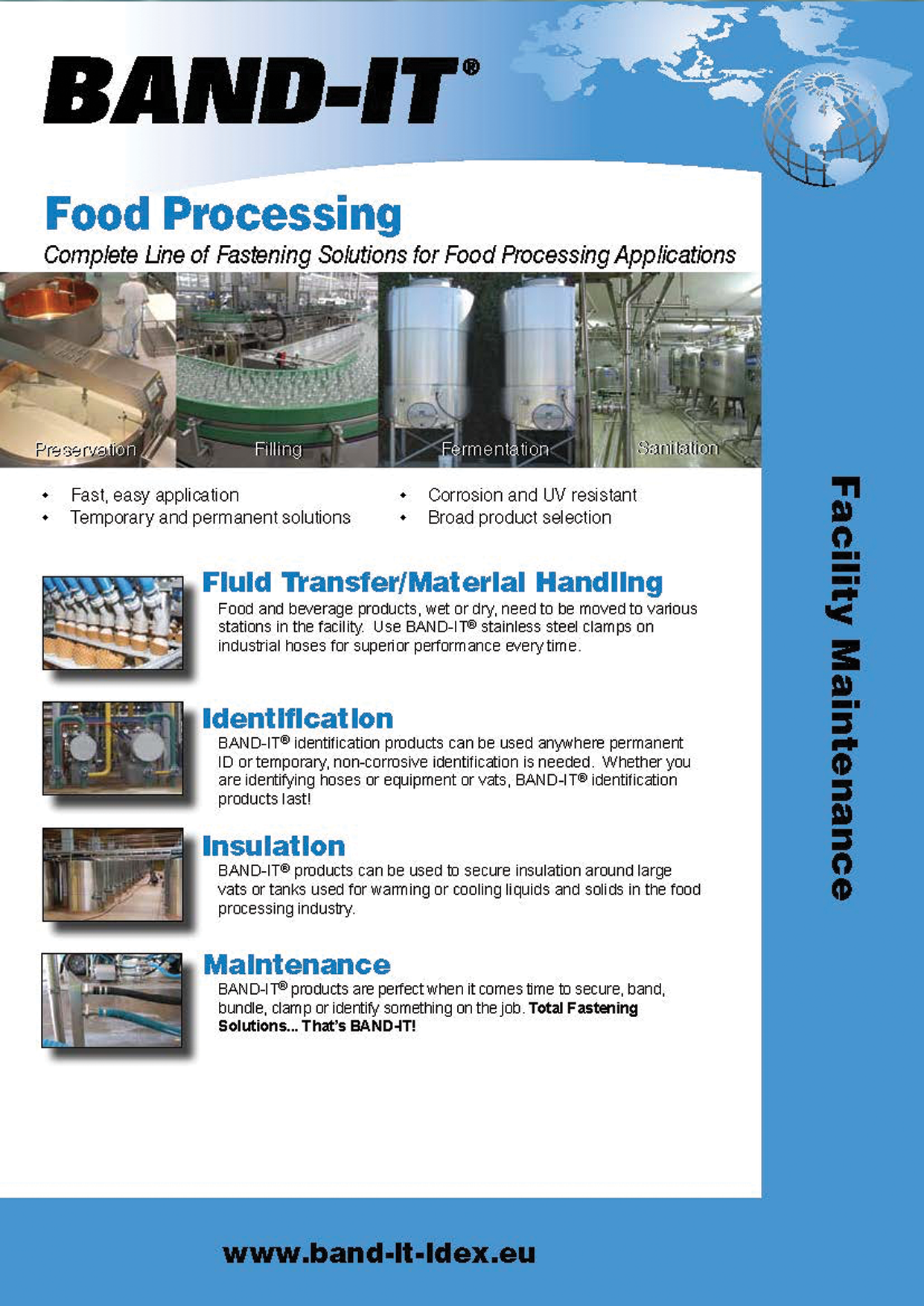 Food Processing - Complete Line of Fastening Solutions for Facility Maintenance Applications