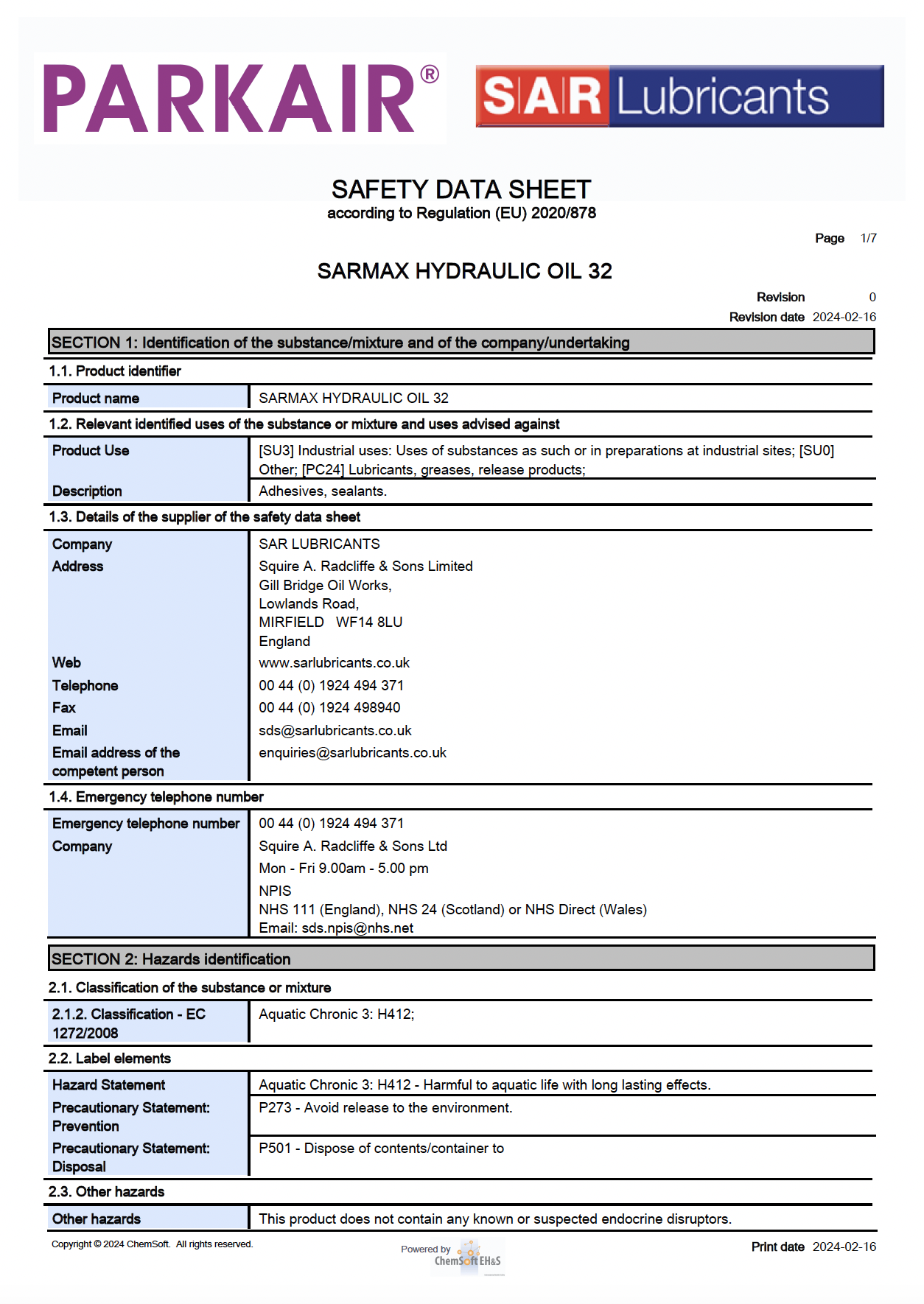 PARKAIR Hydraulic Oil_32