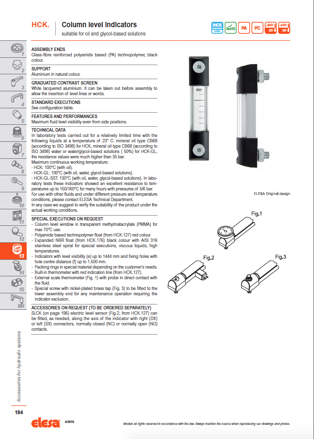 Elesa HCK data sheet