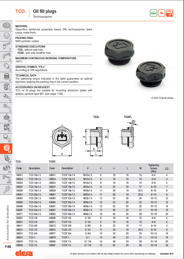 Elesa TCD data sheet