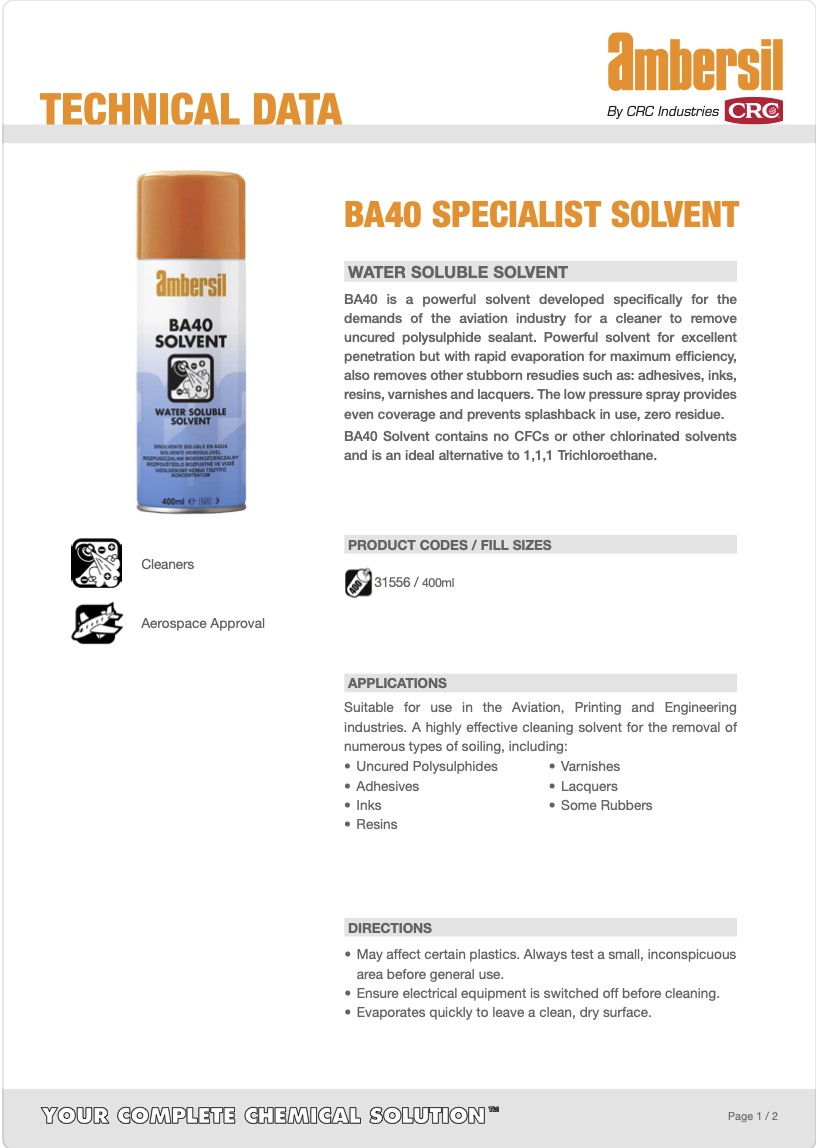 BA40 Water Soluble Solvent