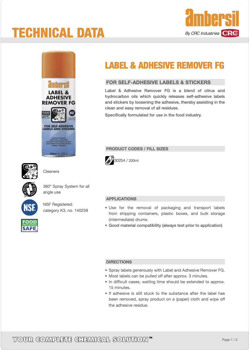 Label & Adhesive Remover FG