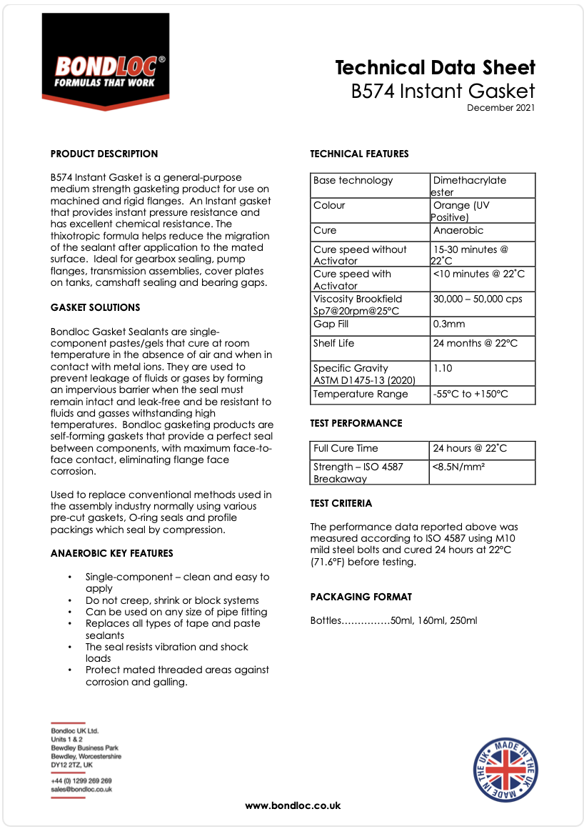 2022 B574 Instant Gasket