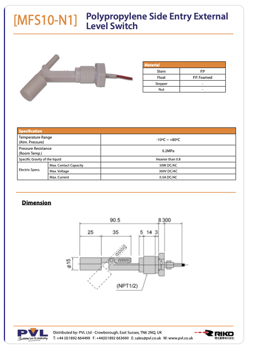 Side Entry Level Switch