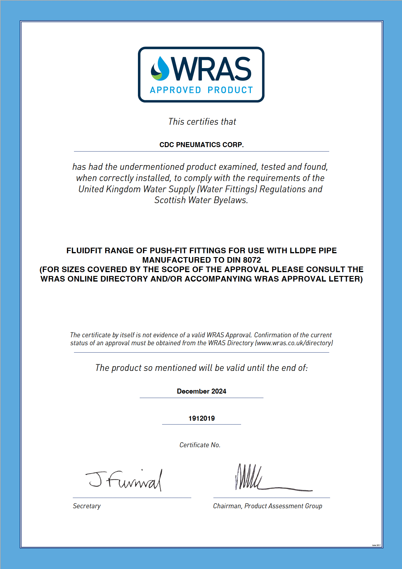 WRAS Certification