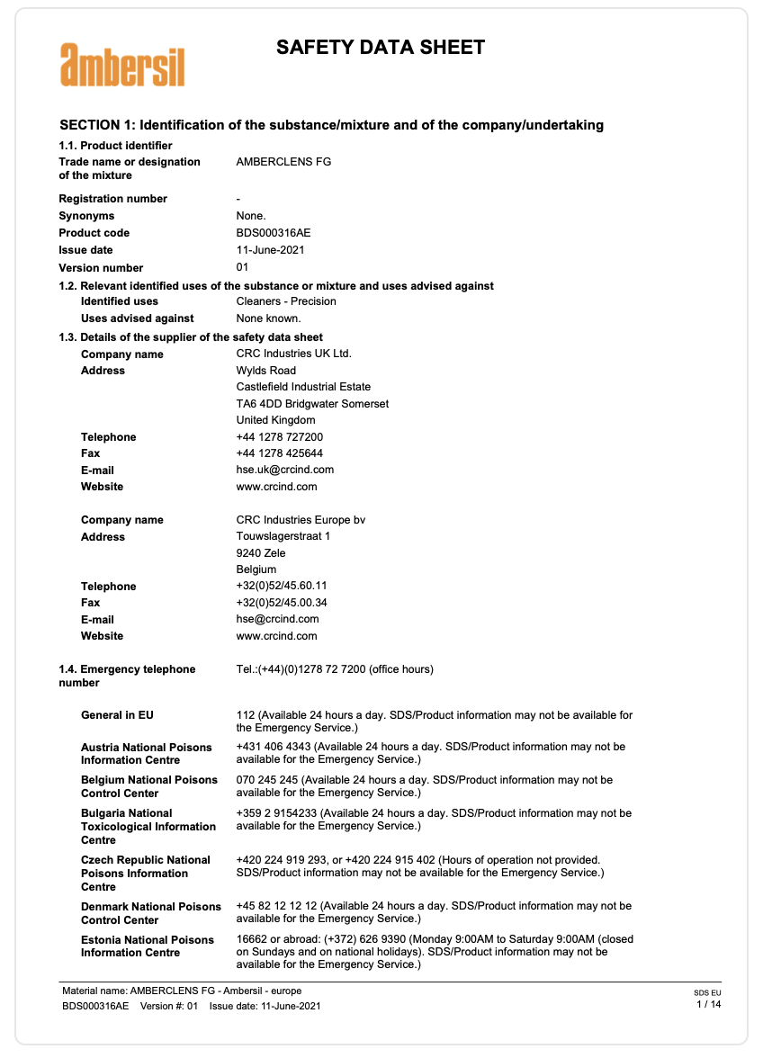 Ambersil â€“ Amberclens FG