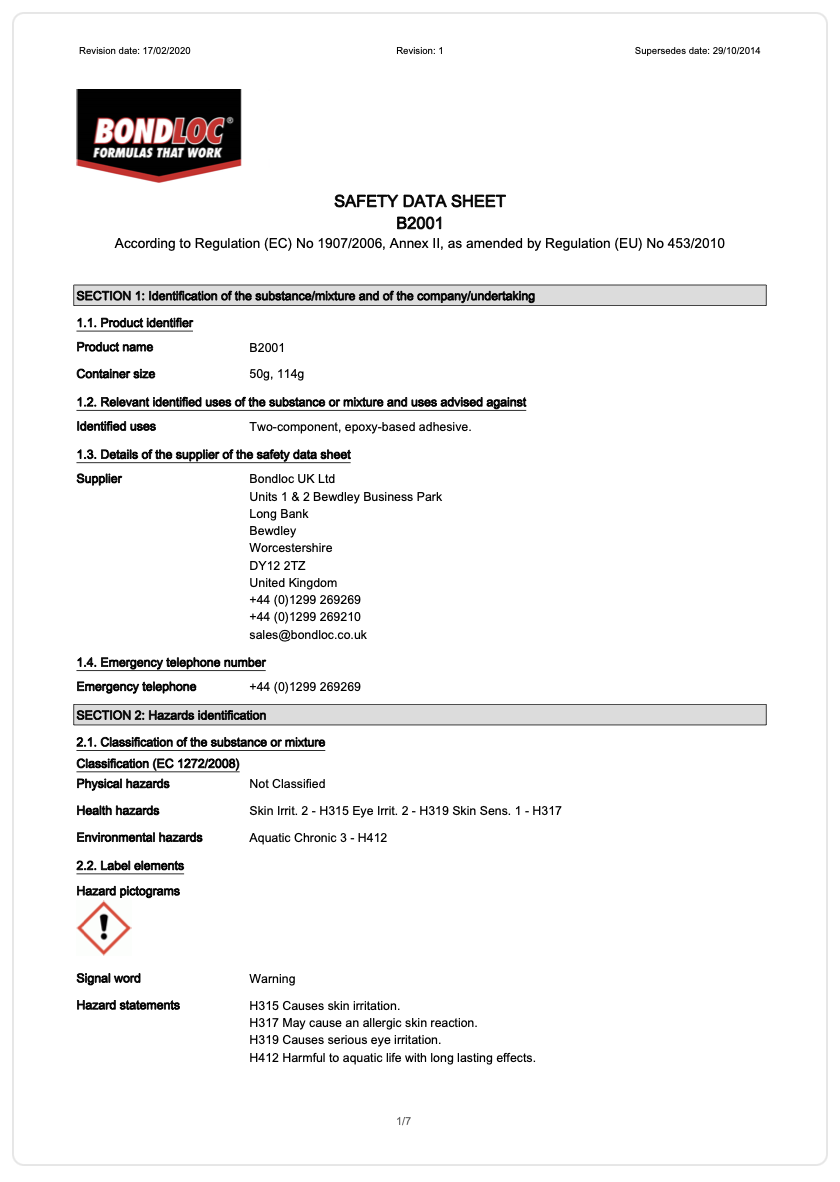 Bondloc – B2001Metal Epoxy Stick