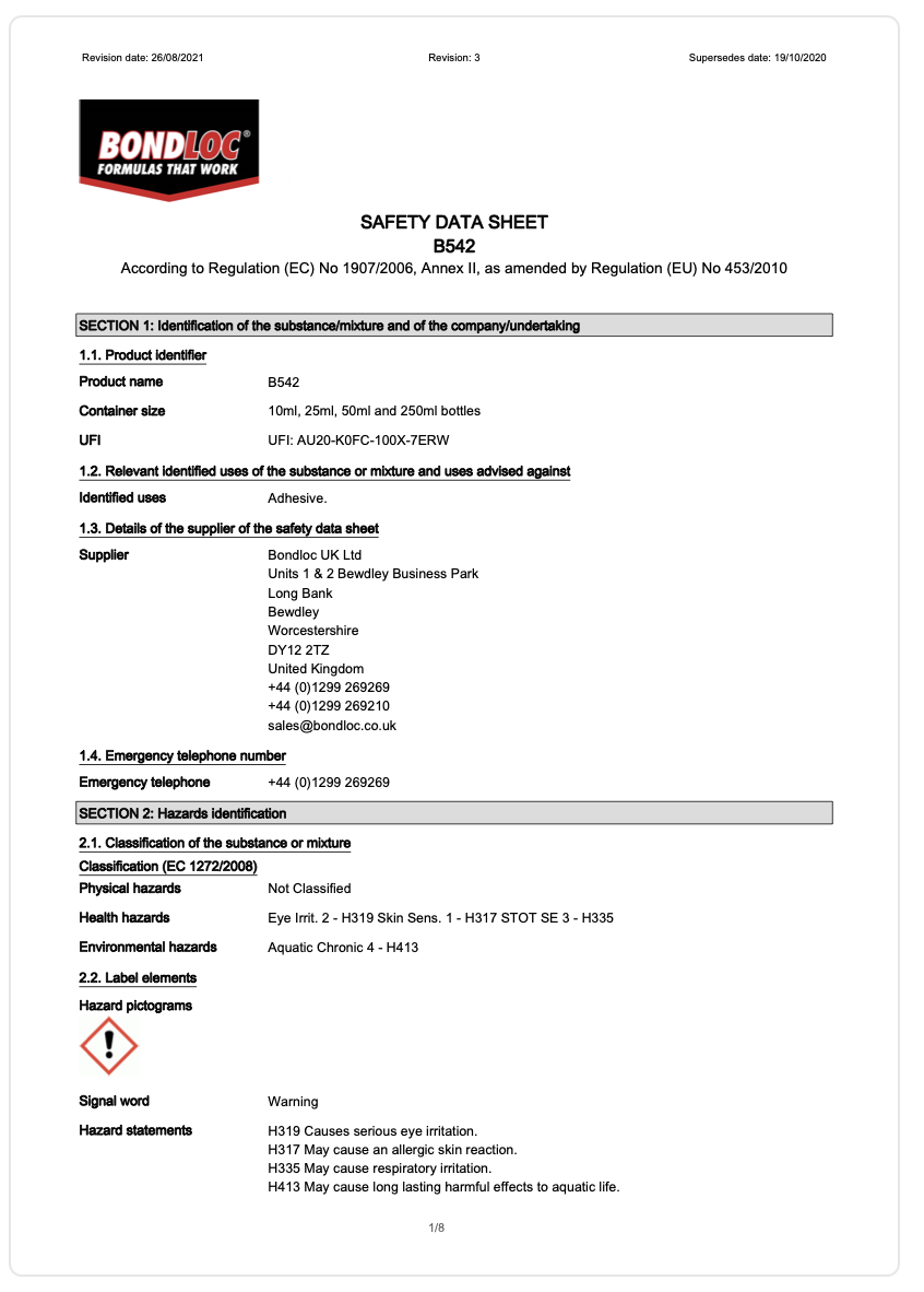 Bondloc â€“ B542 Hydraulic Seal