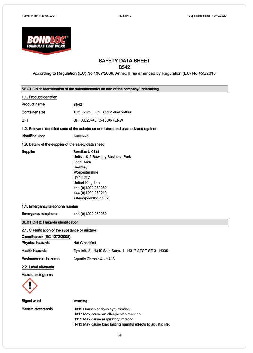 Bondloc – B542 Hydraulic Seal