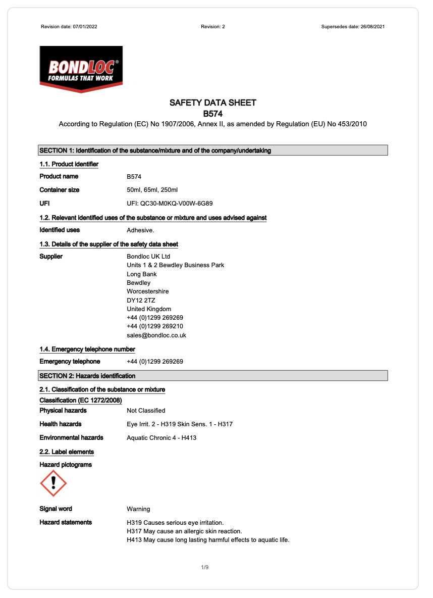 Bondloc â€“ B574 Instant Gasket