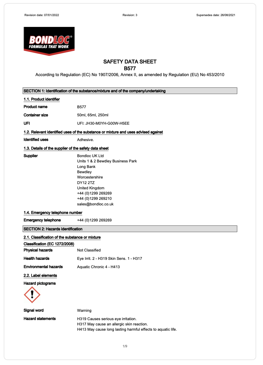 Bondloc â€“ B577 Pipe Seal