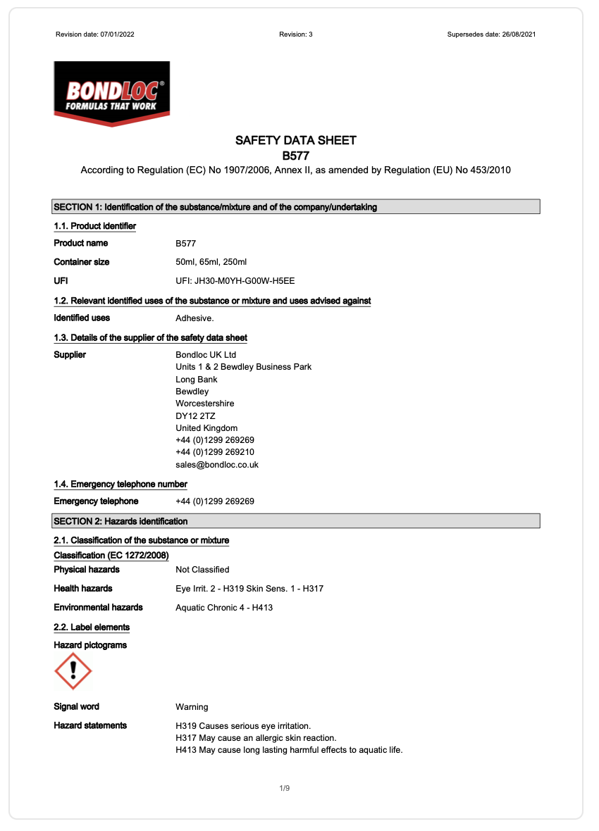 Bondloc – B577 Pipe Seal