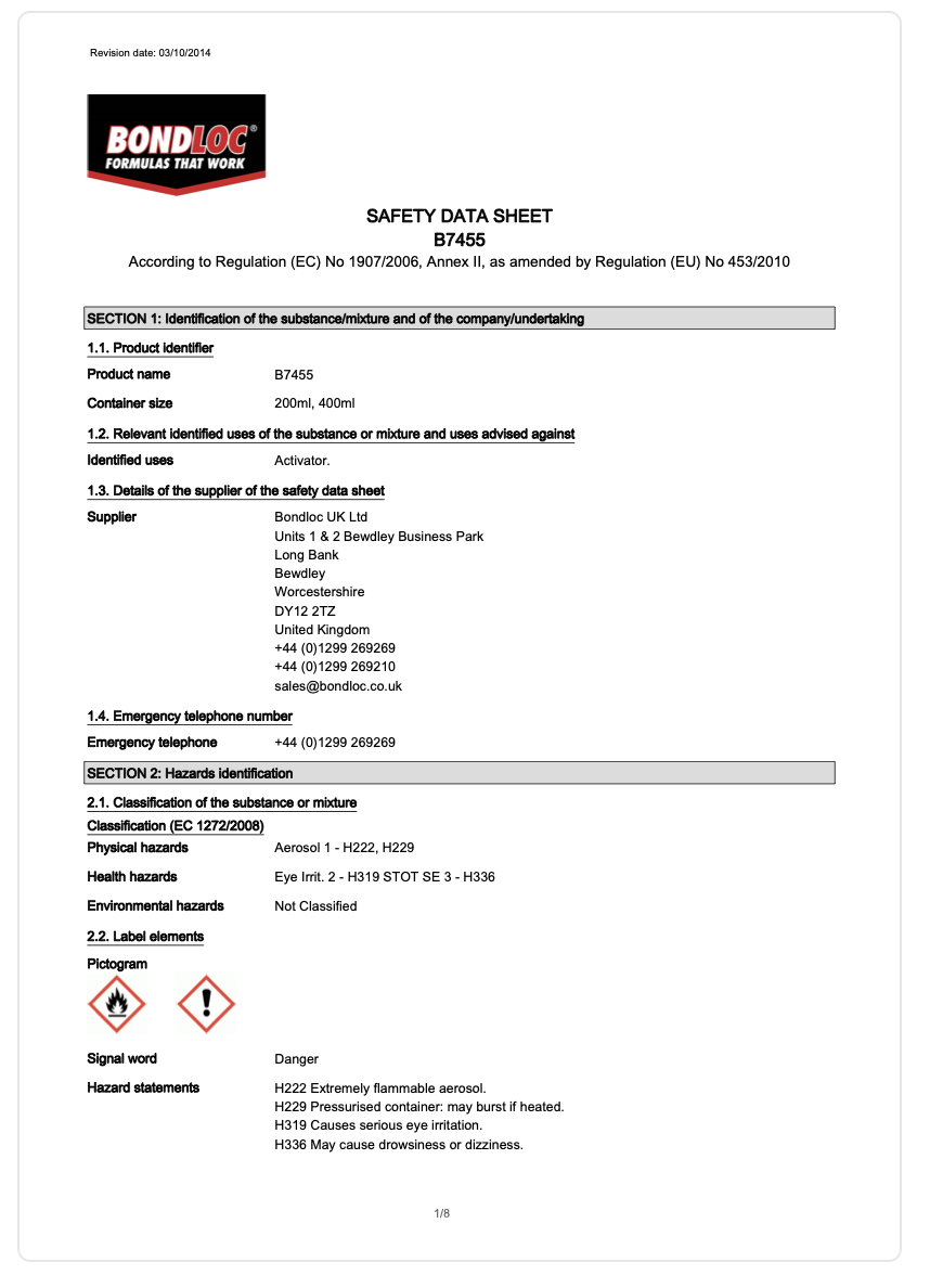 Bondloc – B7455 Cyanoacrylate Activator