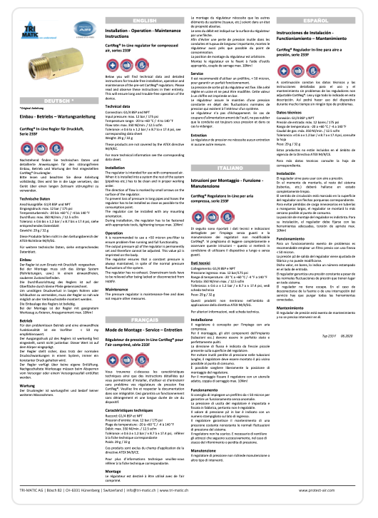 CARTREG Operating Instructions