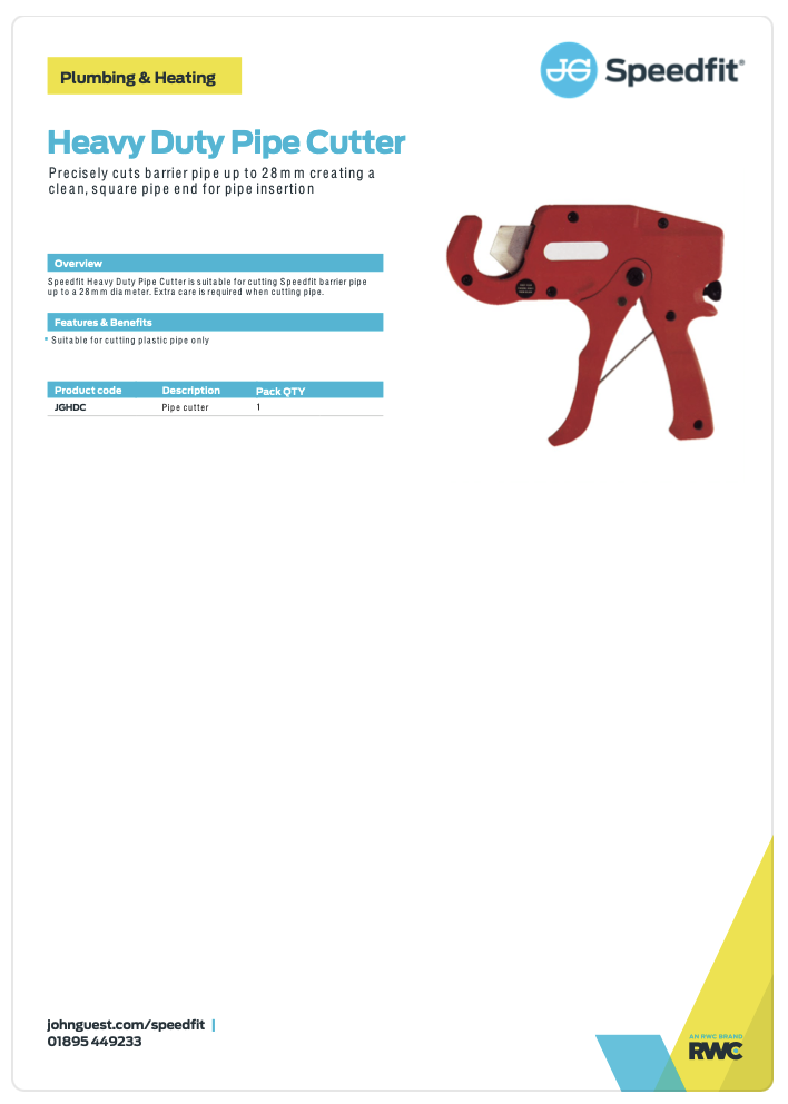 Speedfit Heavy Duty Pipe Cutter