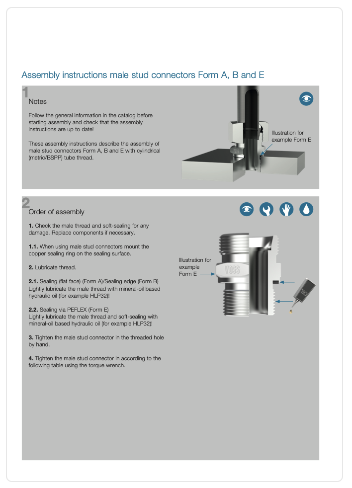 Assembly Instructions for Male Stud Form A, B & E