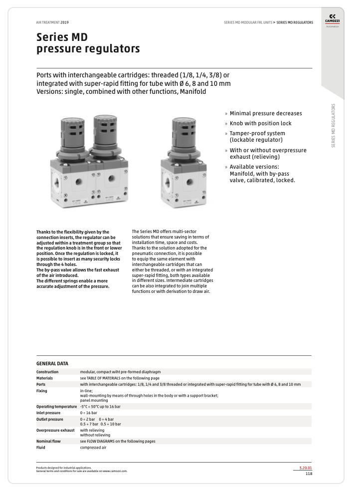 Series MD Pressure Regulators