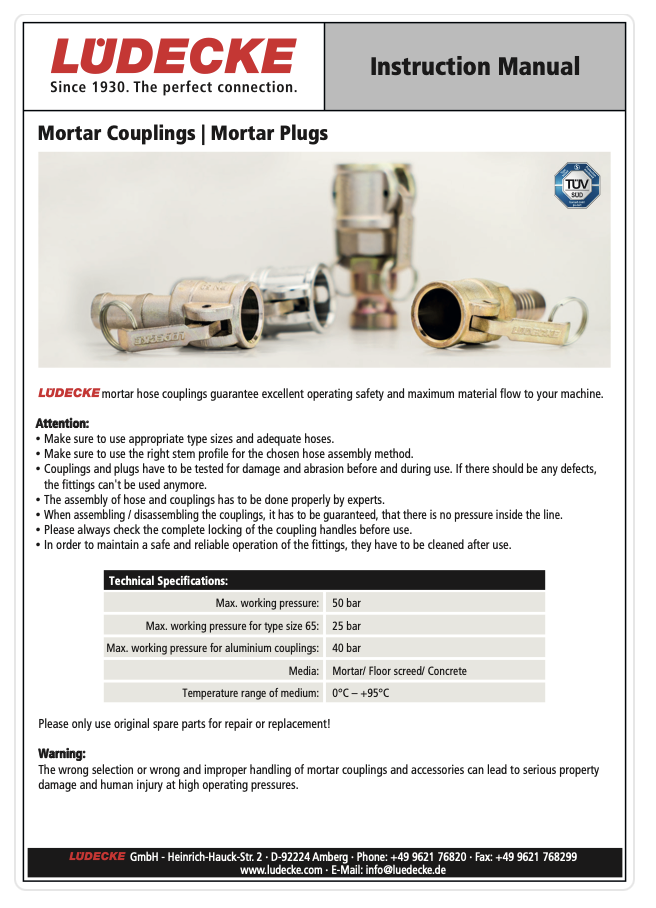 Mortar Couplings Instruction Manual
