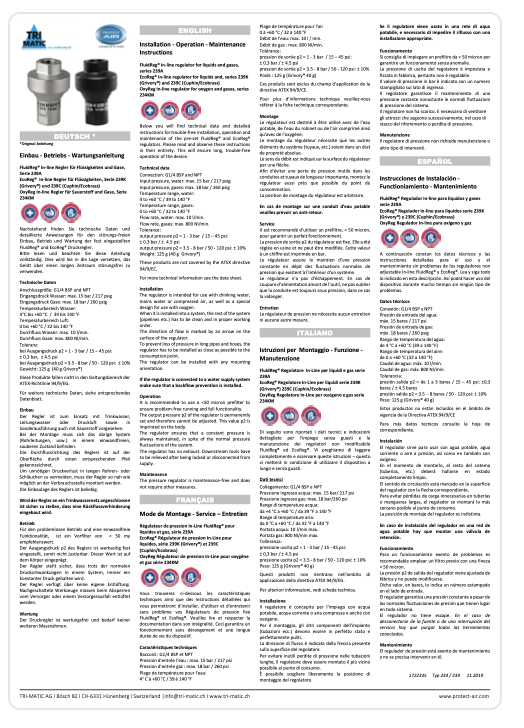 OXYREG Operating Instructions