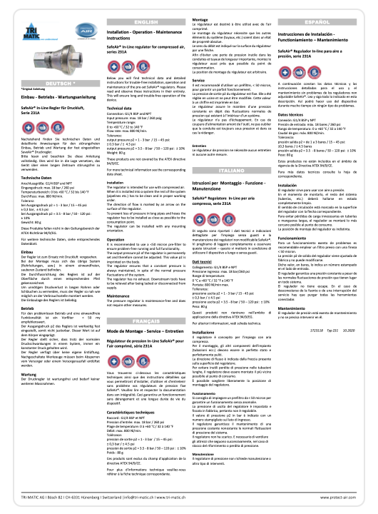 SAVEAIR Operating Instructions