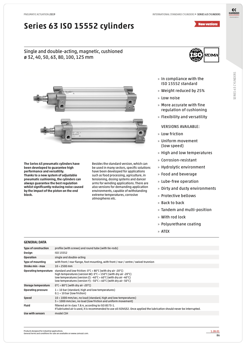 Series 63 ISO 15552 Cylinders