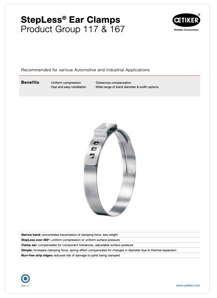 StepLess Ear Clamps Data Sheet