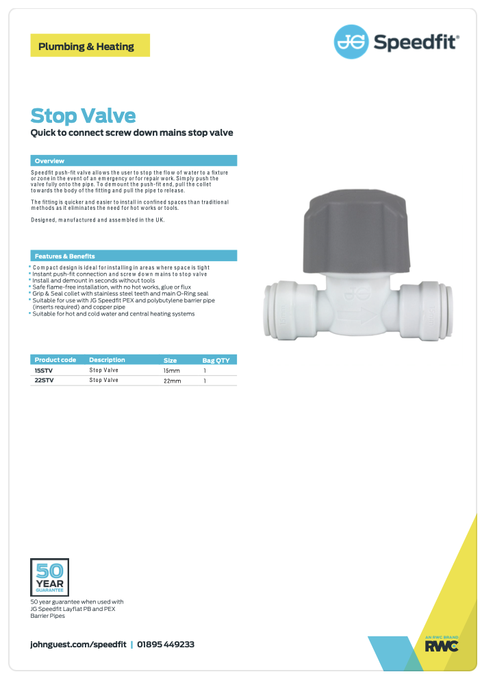 Speedfit Stop Valve