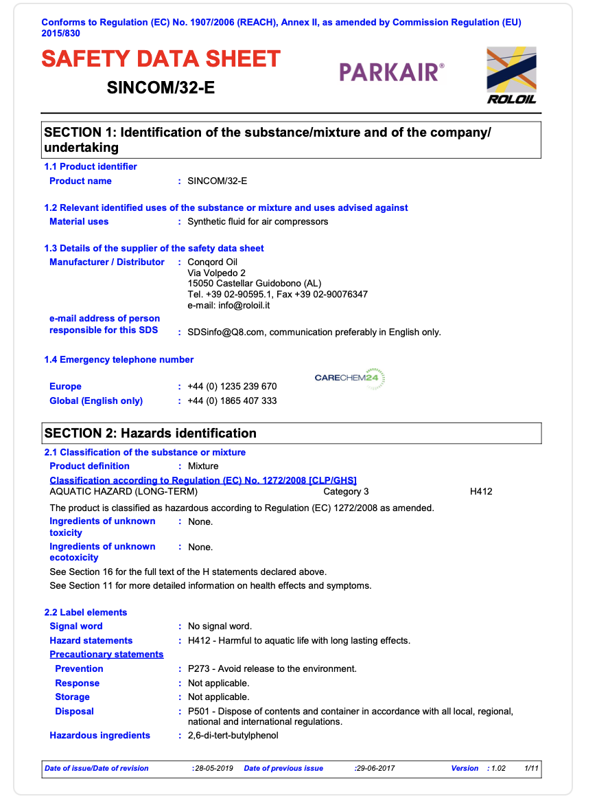 PARKAIR â€“ Synthetic Fluid for Air Compressors