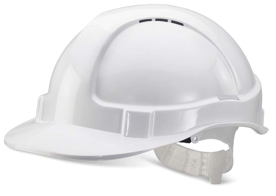 PARKAIR - Economy Vented Safety Helmet - White/Yellow - Part number BTBBEVSHW