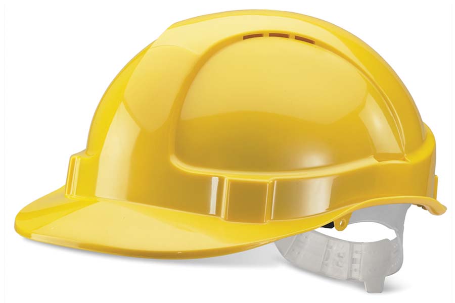 PARKAIR - Economy Vented Safety Helmet - White/Yellow - Part number BTBBEVSHY