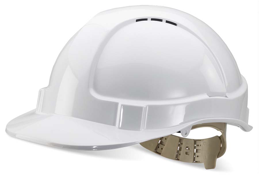 PARKAIR - Premium Vented Safety Helmet - White/Yellow - Part number BTBBVSHW