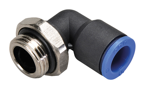 CDC - Black Swivel Elbow BSPP Male Thread With O-Ring - Part number CDMPL04G01