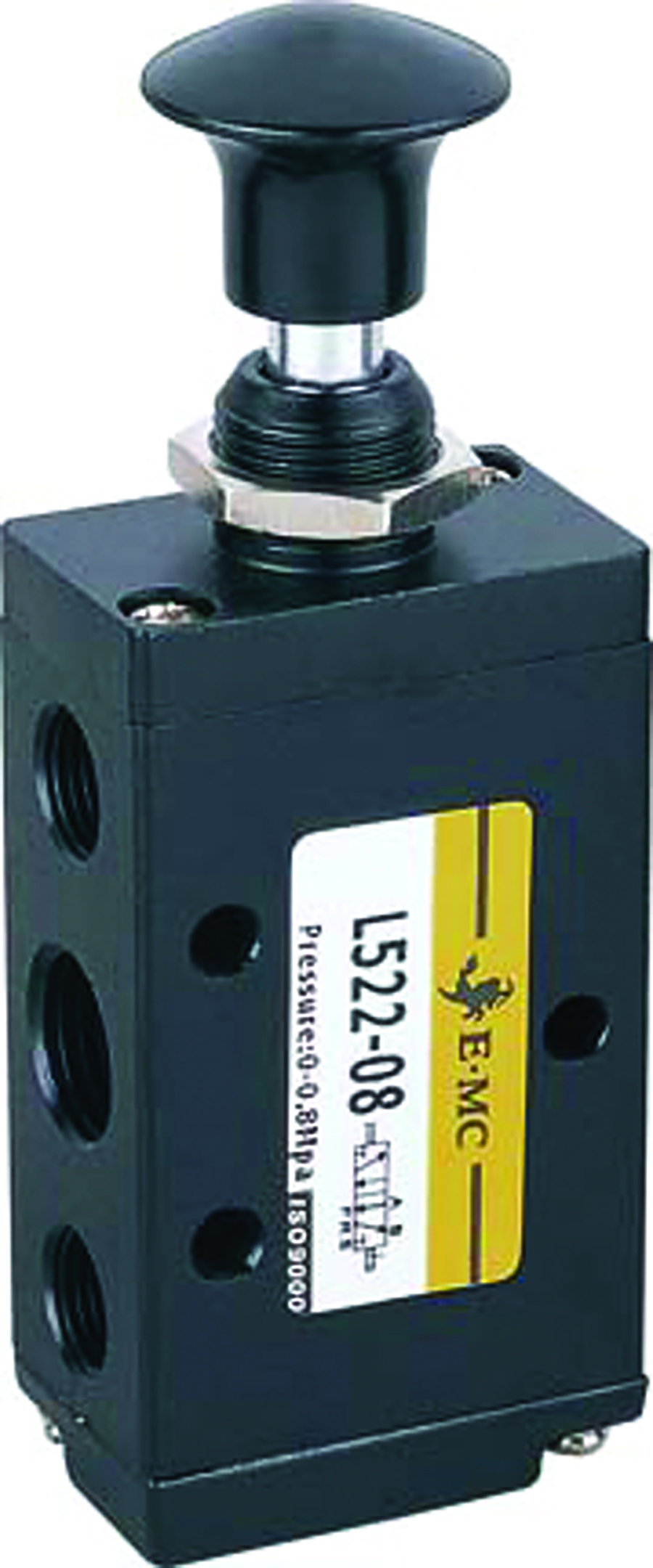 E.MC - 3/2 & 5/2 Button Valve - Detented Function: 3/2, Port: 1/4" - Part number EM-L322-08