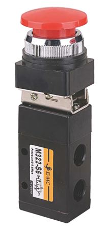 E.MC - Palm Button Spring Return Valve Function: 3/2, Port: 1/4" - Part number EM-M32-08S6R