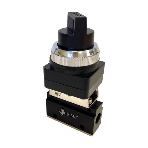 E.MC - Two Position Selector Switch Valve With Indicating Arrow Function: 3/2, Port: 1/8" - Part number EM-MV32-06S1B
