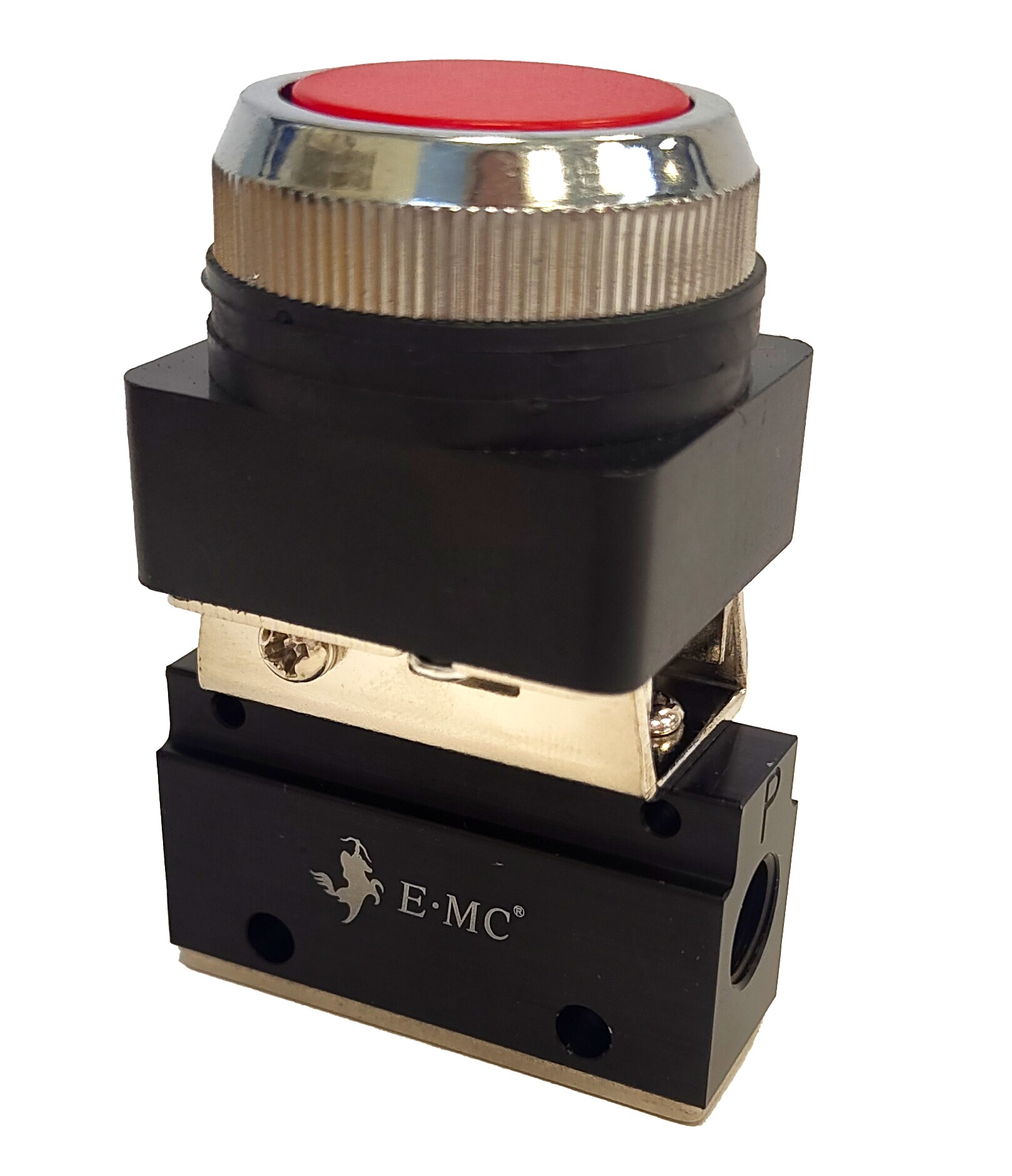 E.MC - Push Button Spring Return Valve - Flat Button Function: 3/2, Port: 1/8" - Part number EM-MV32-06S5R