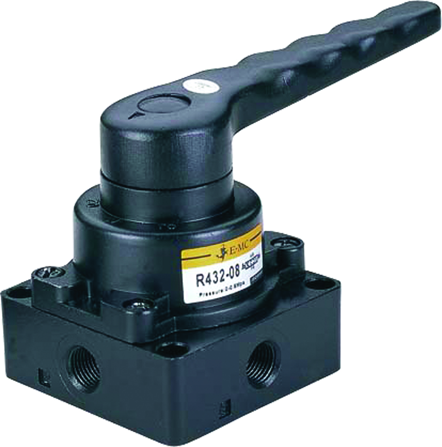 E.MC - 4/3 Rotary Lever Valve Function: 4/3, Port: 1/4" BSPP - Part number EM-R432-08