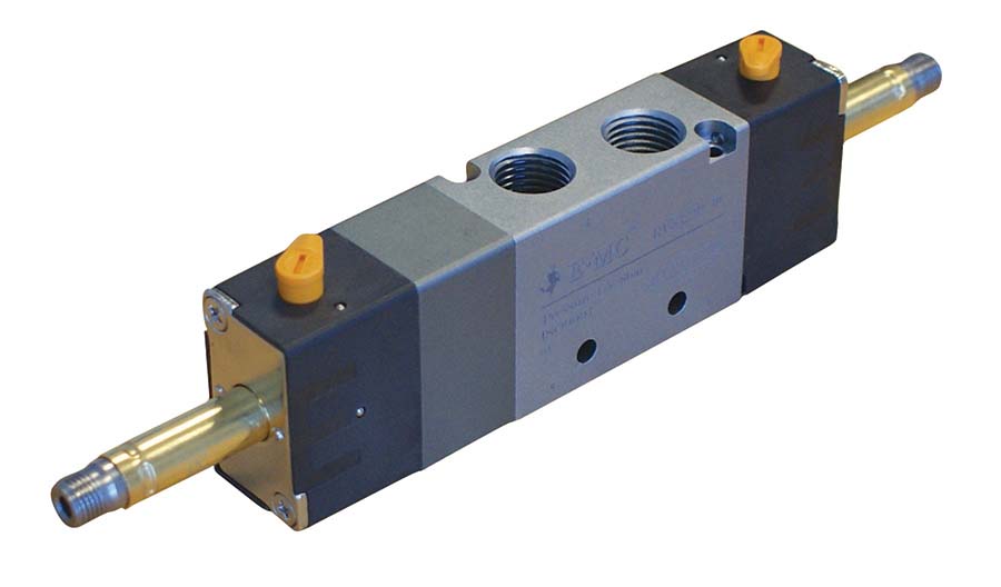 E.MC - RV Series 5/3 Double Solenoid Centre Closed Function: 5/3, Body: 18mm, Exhaust: 1/8", Inlet: 1/8" - Part number EM-RV5312C-06-WX