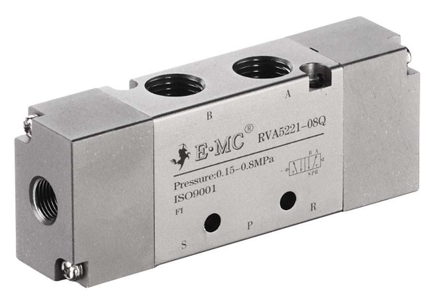 E.MC - RV Series Pilot Valve 5/2 Double Pilot Function: 5/2, Body: 18mm, Exhaust: 1/8", Inlet: 1/8" - Part number EM-RVA5212-06
