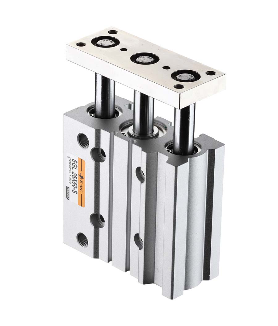 E.MC - SGM Series Triple Rod Guided Cylinders - 25mm Bore Bore: 25mm, Stroke: 25mm - Part number EM-SGM25X25-S