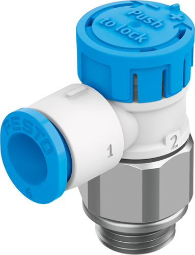 FESTO - One-way Flow Control Valve - BSPT Male - For Supply Air Push-In & Threaded Fittings - Part number FES8068752
