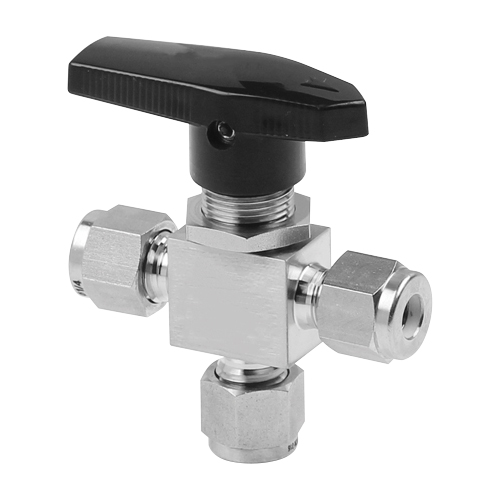 Compression Ball Valves - 3 Port - Metric - High Pressure Size Od: 3 mm Pressure: 3000 Psi - Part number FK-BOSSML3023L