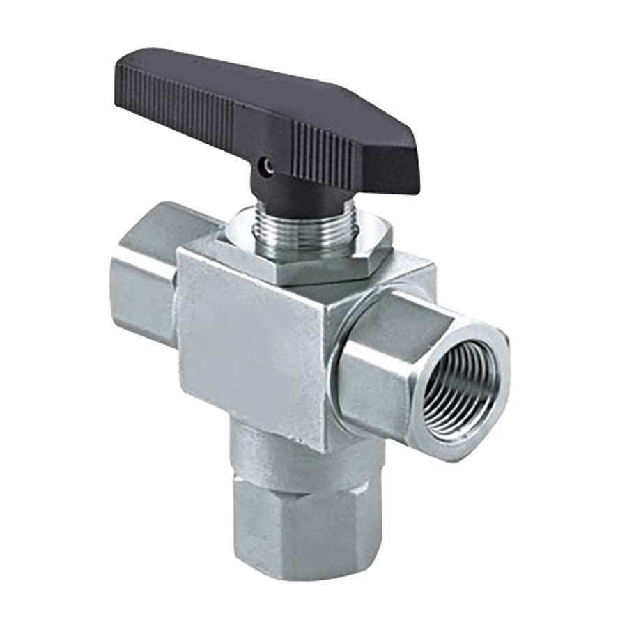 Female NPT Ball Valves - 3 Port - Imperial Females: 1/4" Npt Pressure: 1500 Psi" - Part number FK-BVSSFNS4063