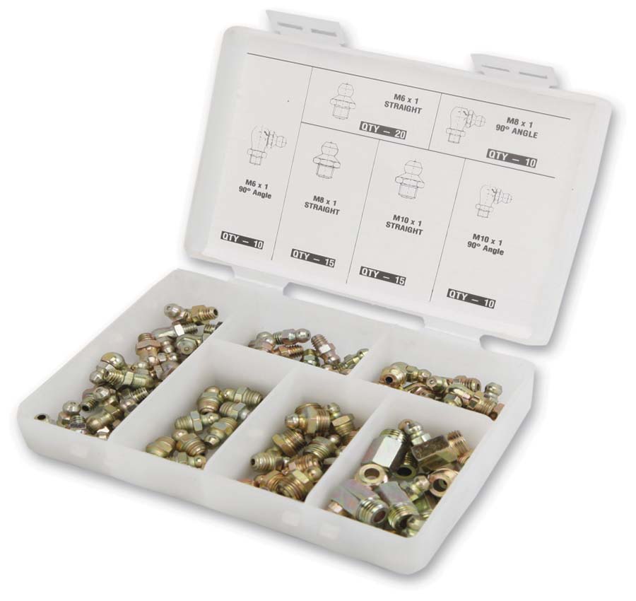 Assorted Grease Nipple Pack 80 Piece - Metric Assorted Grease Nipple Pack - Metric - Part number GR-ZM80