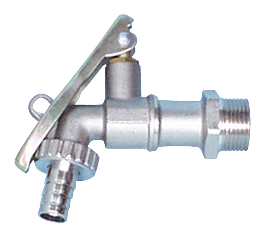 Nickel Plated Brass Drum Tap - Padlock In Closed Position 3/4" BSP Male Thread" - Part number HY-DT3H