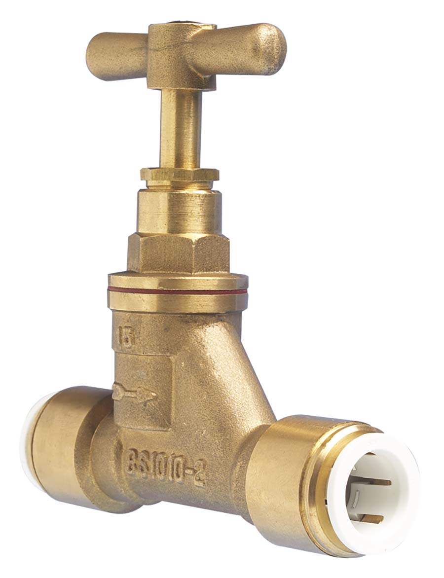 JOHN GUEST - Brass Stop Valve – Body And Head DZR Brass - Part number JG15BSC