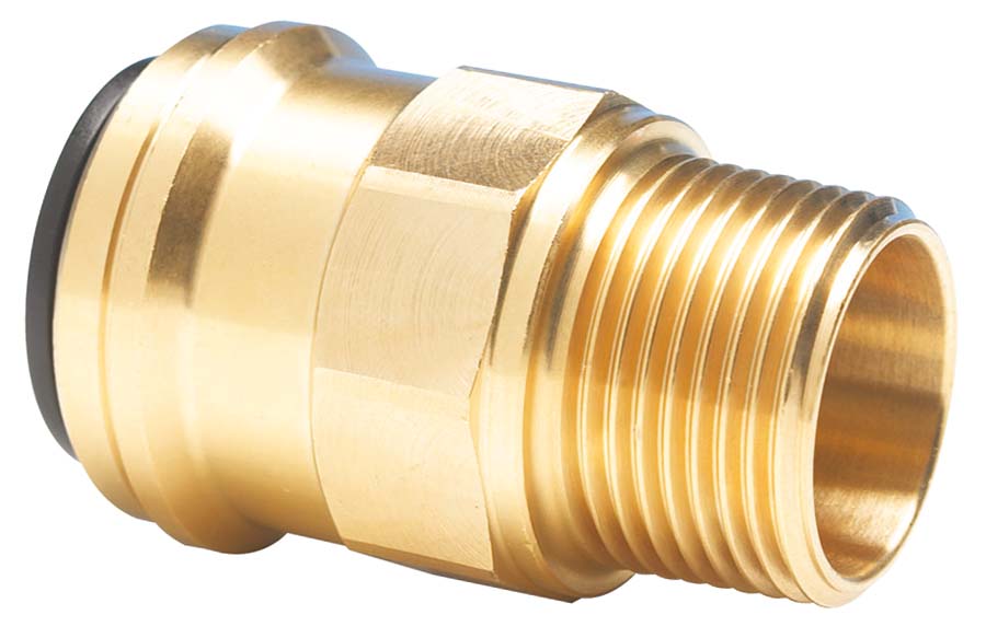 Brass Straight Adaptor Male BSPT Tube OD: 28 mm - Thread: 1" BSPT - Part number JGMM012808N
