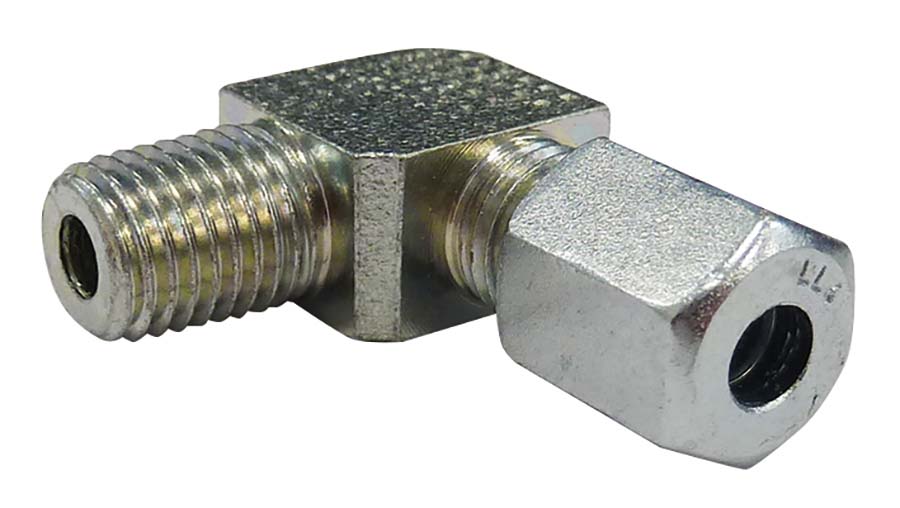LL 90° Elbow Male Stud - Zinc Nickel Coated Thread: M8 x 1 Tube OD 4 mm - Part number LU-1010