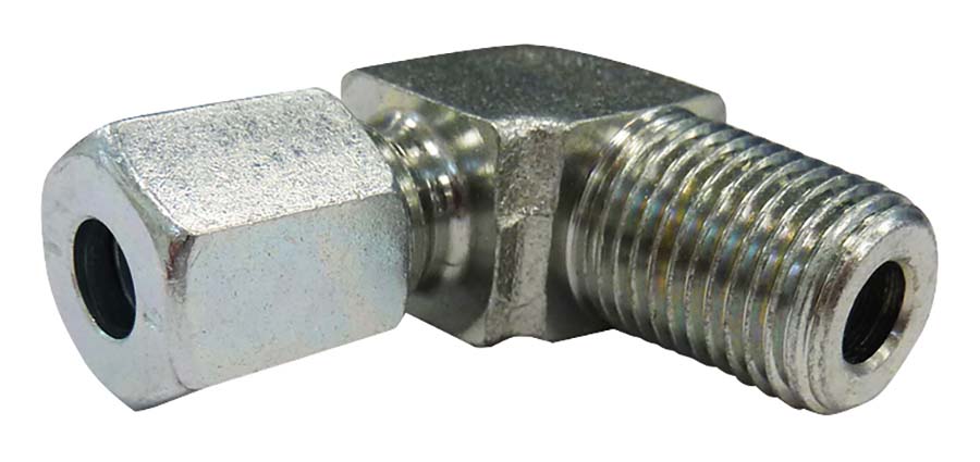 LL 90° Elbow Male Stud Zinc Nickel Coated Thread: 1/4" BSPT Tube OD 6 mm - Part number LU-1080